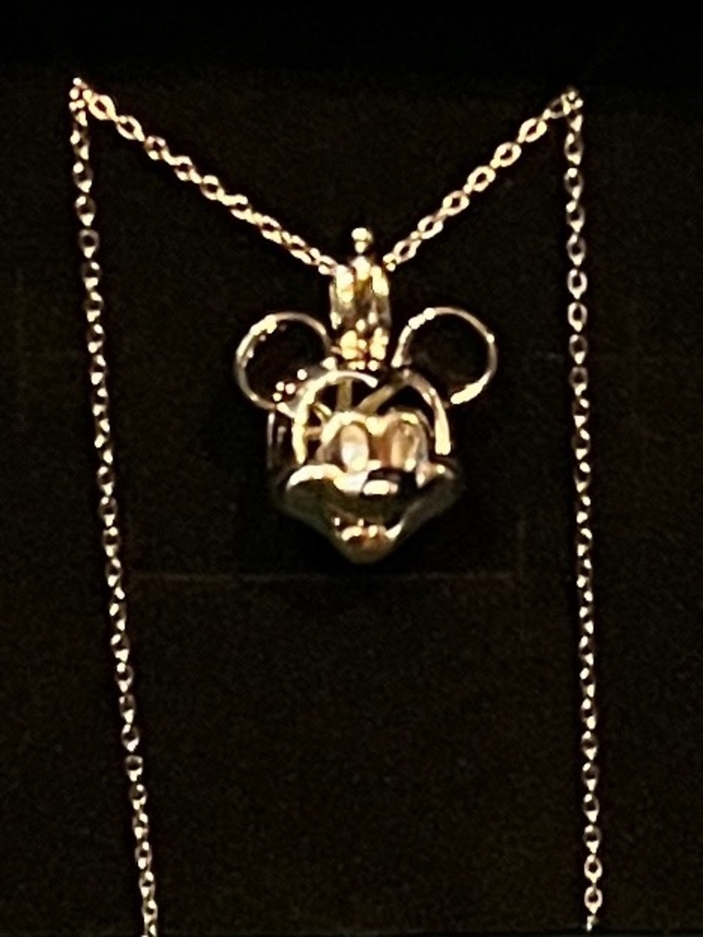 Silver Mickey Character Pendant Necklace with Freshwater pearl - Women's Jewelr